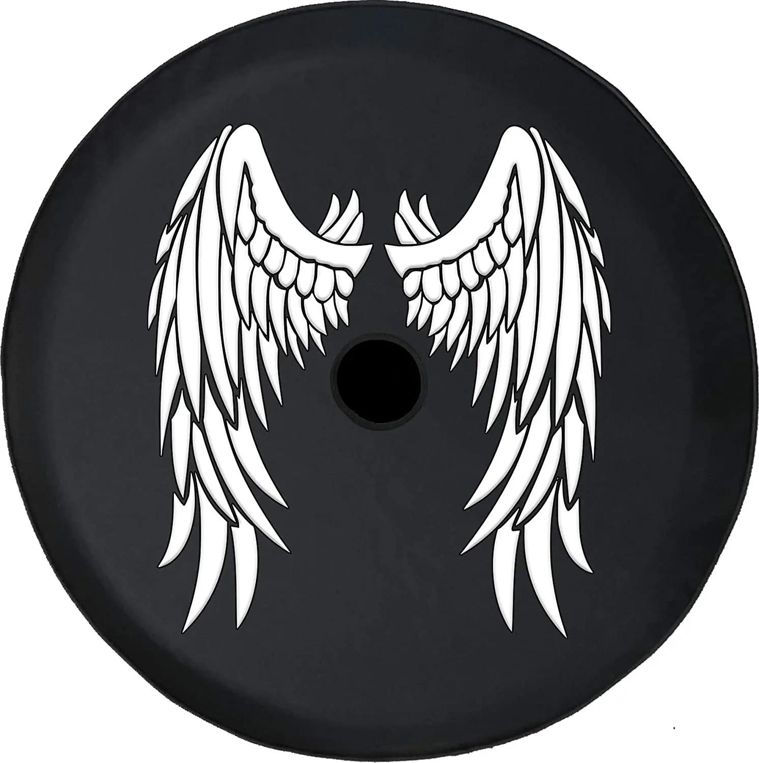 Spare Tire Cover Angel Wings Black 32 Inch with Backup Camera Hole