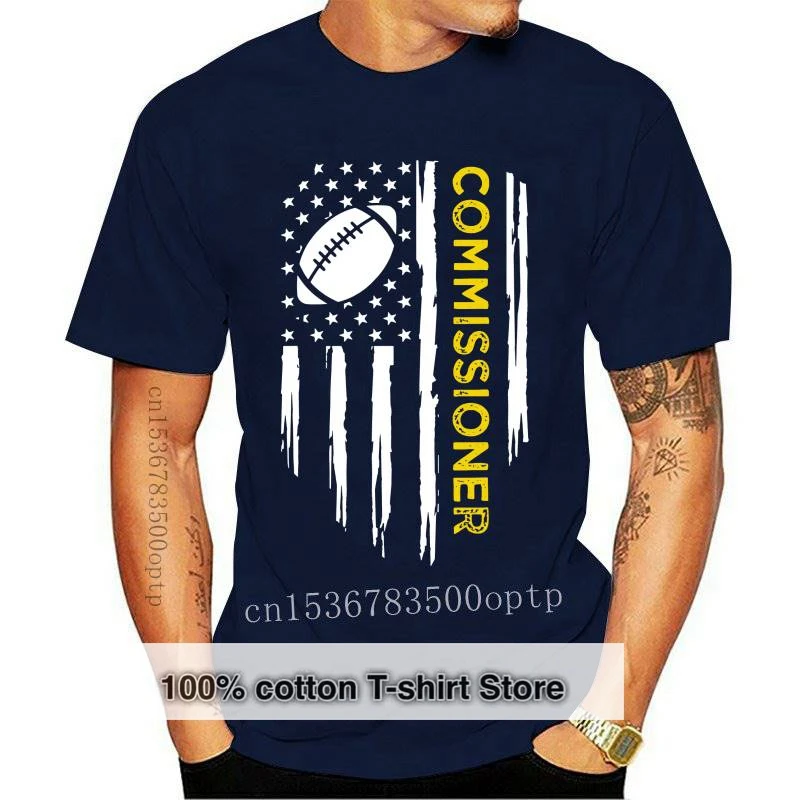 

New Commissioner Fantasy Football American Commish Flag Tops Tee T Shirt T-Shirt 20th 30th 40th 50th Birthday
