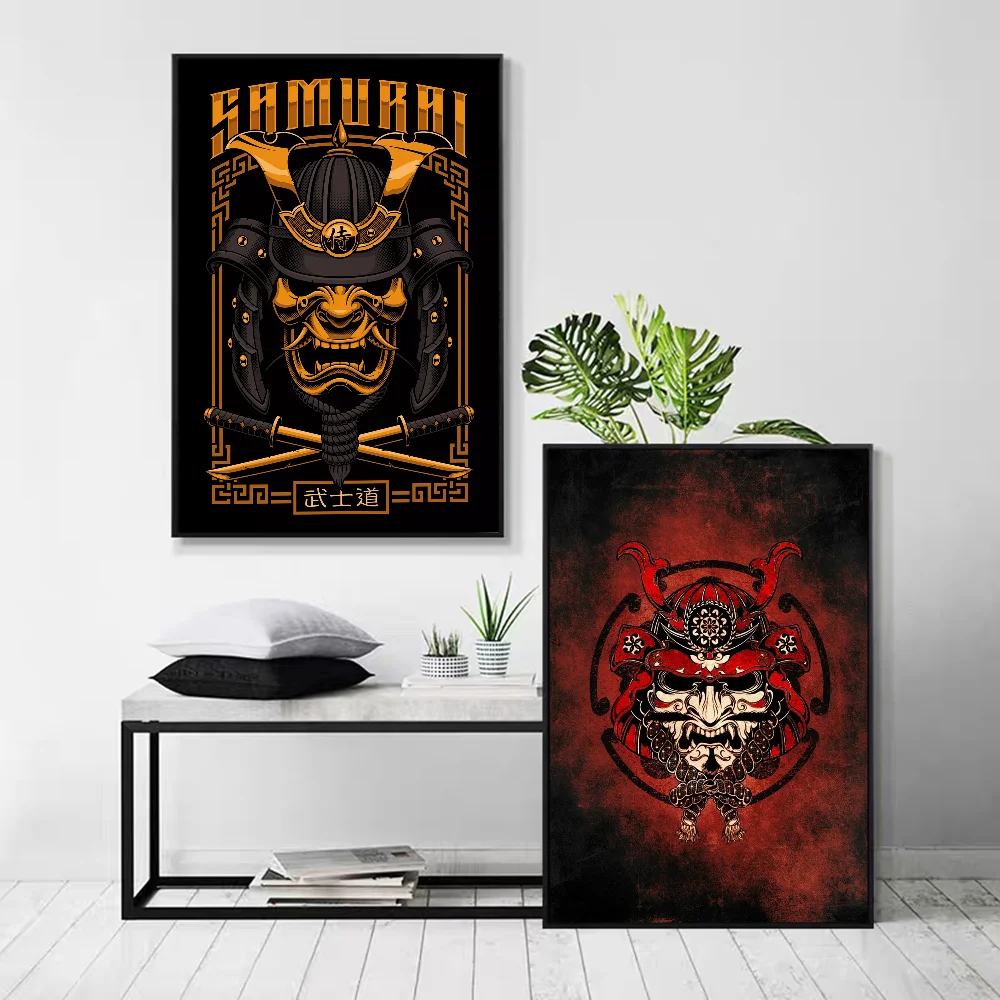 Высококачественный японский плакат-самурай воина в белой бумаге современный