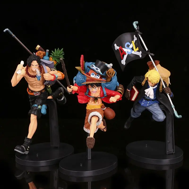 

Japan Pirate king cartoon character statue PVC Luffy ACE Saab 19-21cm With box Collect ornaments Run 3 combination Toys gift