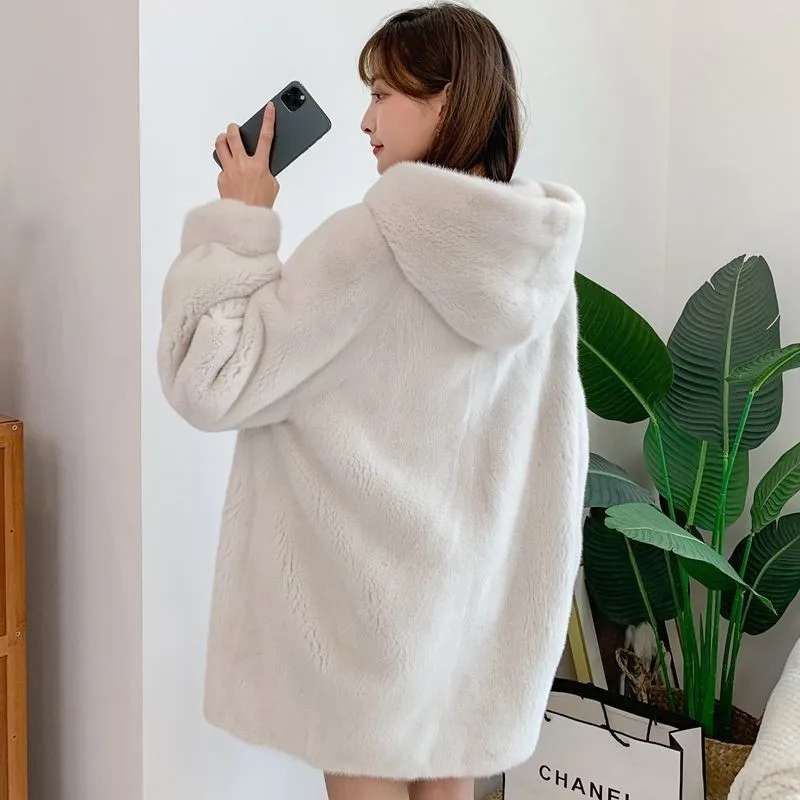 2022 New Winter Women's Lamb Wool Thick Coat Fashion Women's Loose Thick Coat Solid Color Winter Temperament Wool Coat