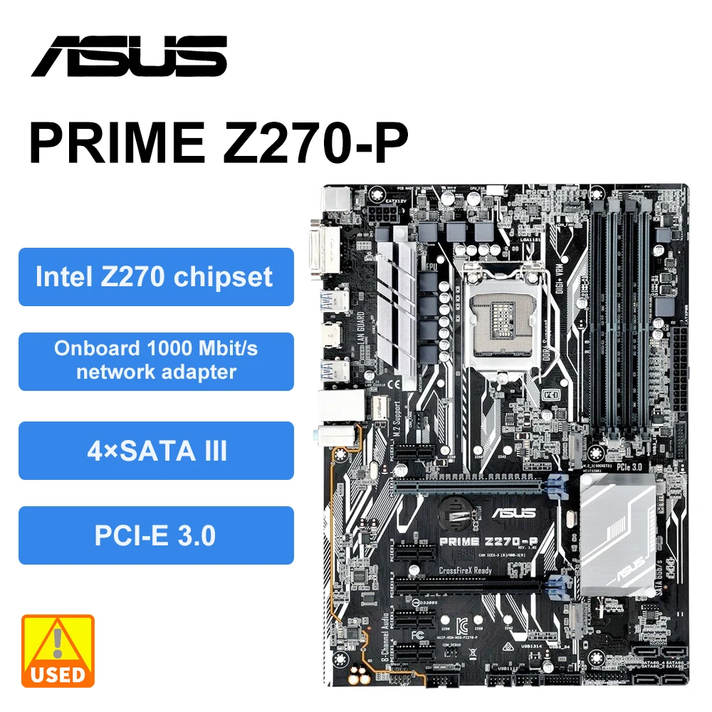 

ASUS PRIME Z270-P+i5 6500 Motherboard Kit Intel Z270 chipset CPU socket 1151 7th/6th generation Core DDR4 64GB PCI-E 3.0 M.2 ATX
