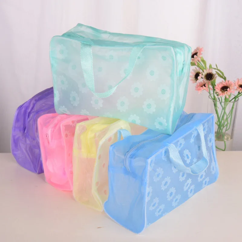 

Transparent PVC Makeup Bags Portable Women's Floral Waterproof Cosmetic Bag Travel Washing Toiletry Shower Storage Bag Pouches