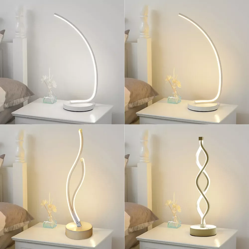 

Beside Lamp18W Modern LED Table Lamp Spiral Wave Shape Night Light Spiral Wave Curve Design Bedroom Lighting Decor