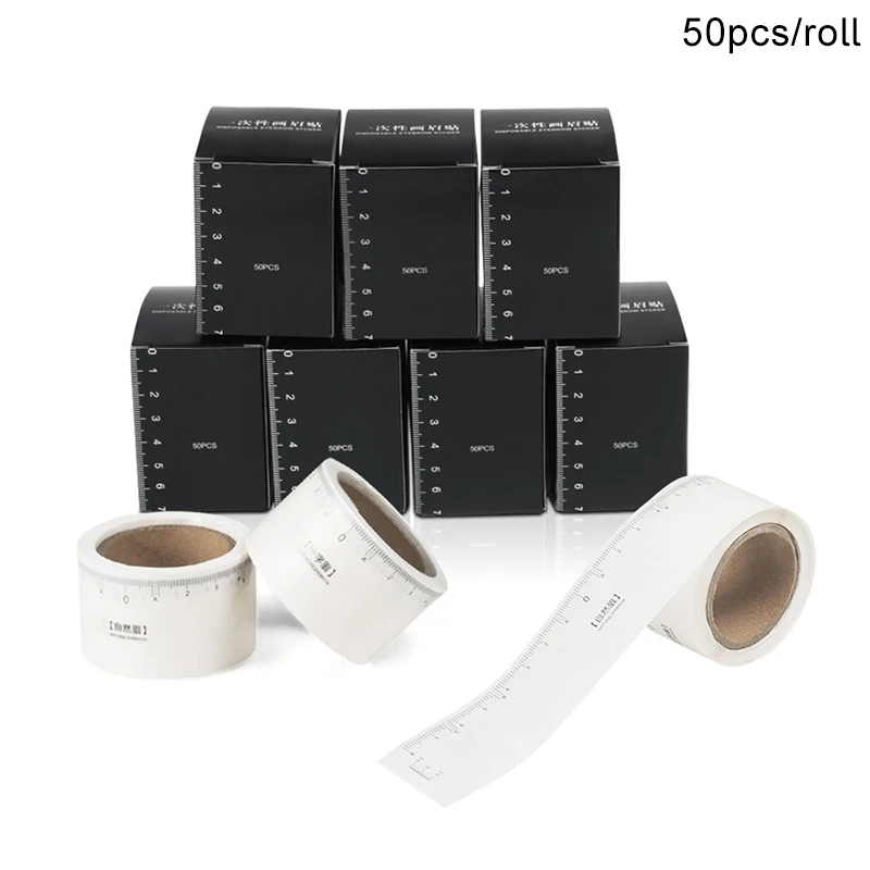 

Disposable 50Pcs/Lot Eyebrow Ruler Sticker Adhesive Microblading Guide Permanent Makeup Tool