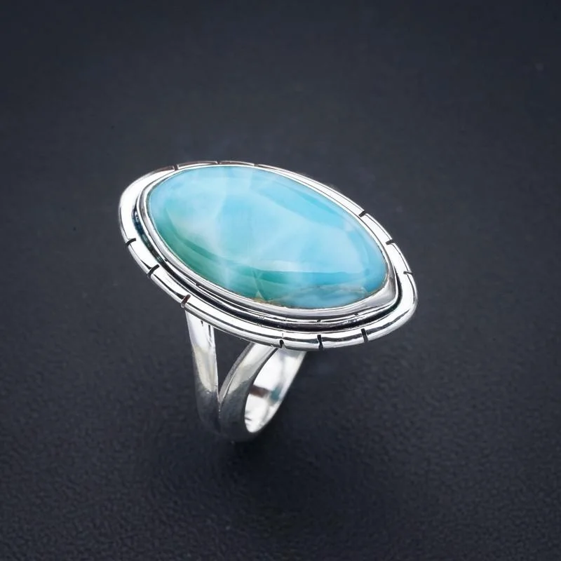 

StarGems Larimar ручной работы 925 пробы Серебряное кольцо 9 F1462