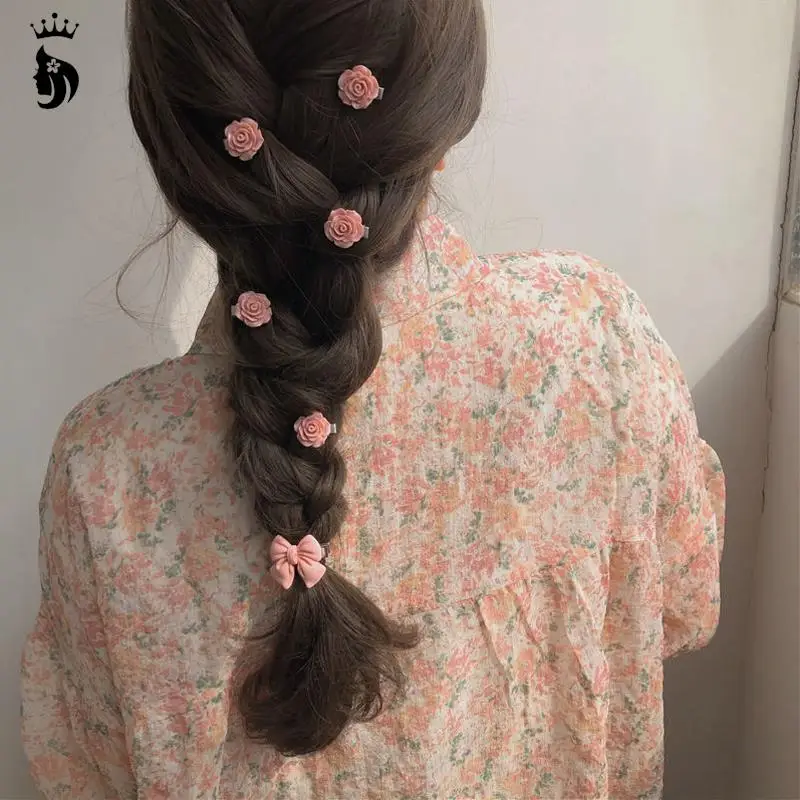 5 шт. милые заколки для волос с бабочками розовыми персиковыми цветами бантом