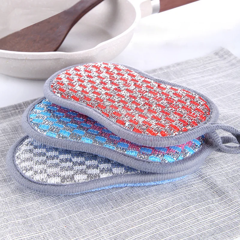 

Dishwashing Sponge Scouring Pad Household Kitchen Cleaning Tool Non-stick Oil Efficient Decontamination Double-sided Magic Wipe