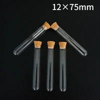24pcslot 12x75mm round bottom clear glass test tubes with cork stopper for kinds of laboratoryschools