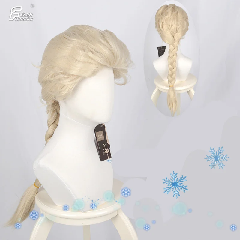 Halloween women Princess Snow Queen Elsa wig Party Role Play Elsa golden braid synthetic hair