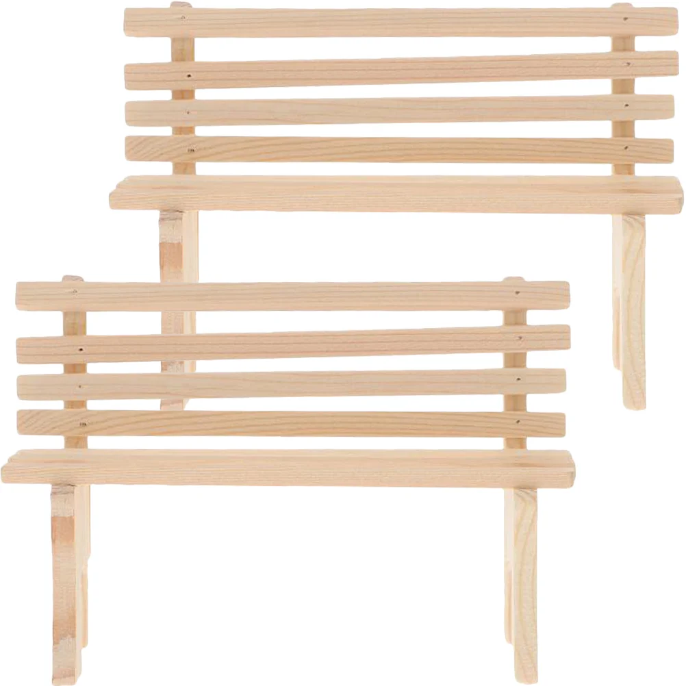

Bench Mini Model Miniature Furniture House Woodengarden Figurine Tiny Decor Wood 12Benches Park Statue