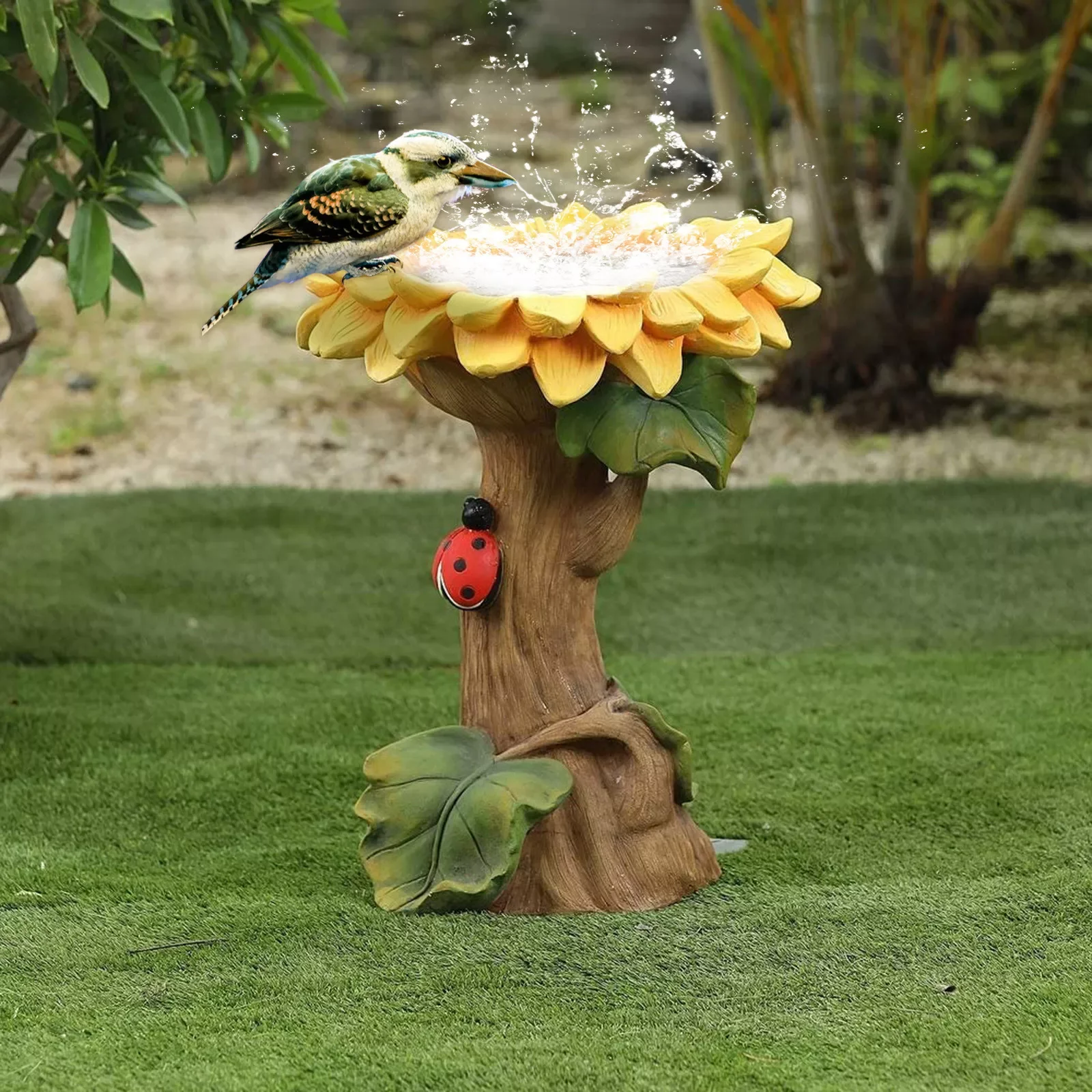 

Exquisite Sunflower statue jardin Flower Bird Bath Tools Bird Feeder Resin Garden Decoration Outdoor Sculpture, hof garten decor