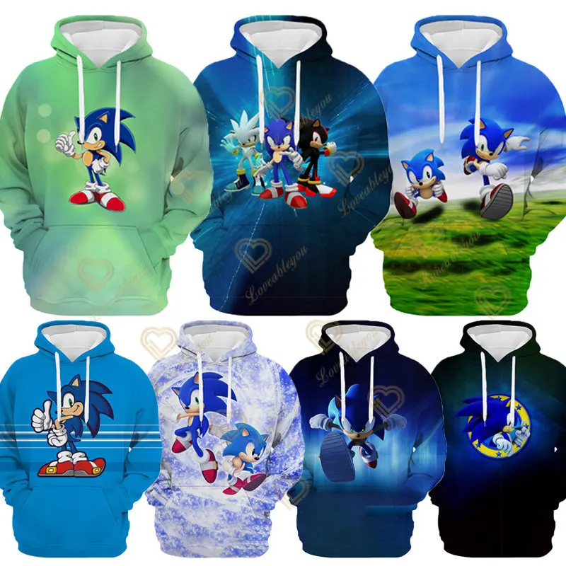 

2023 New Fashion Sonic Men's Hoodie 3D The Sonic Pattern Loose Fall Sweatshirt Men's Street Hoodie Funny Hoodie Brand
