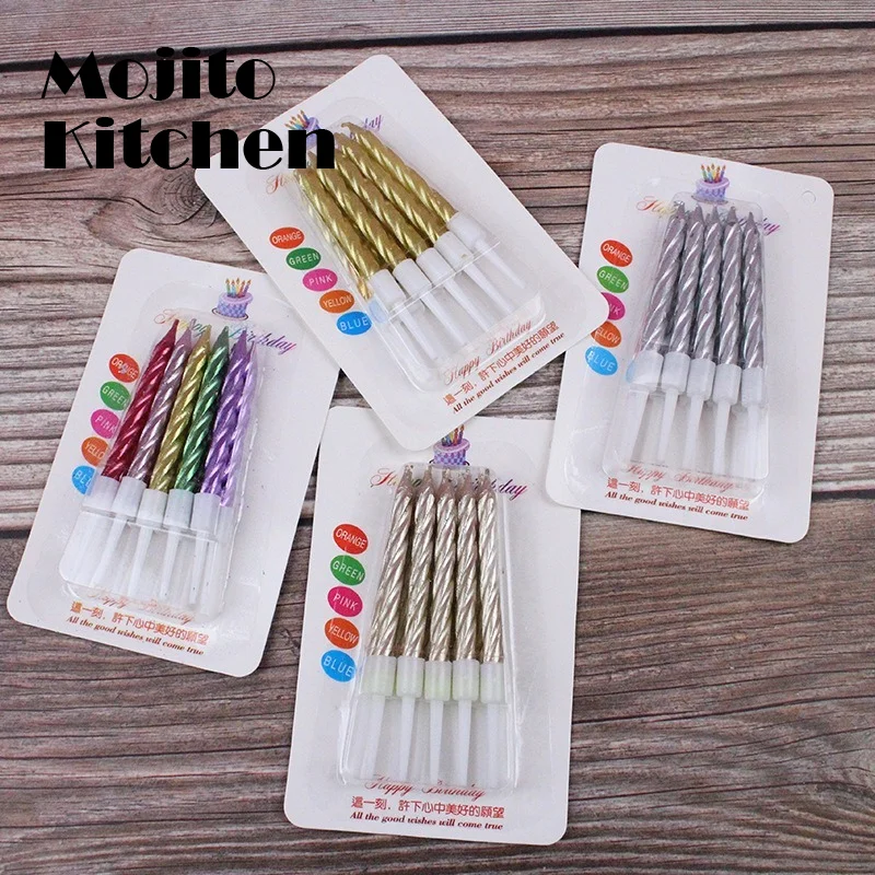 10 шт./компл. цветные свечи для дня рождения с подставкой торта товары