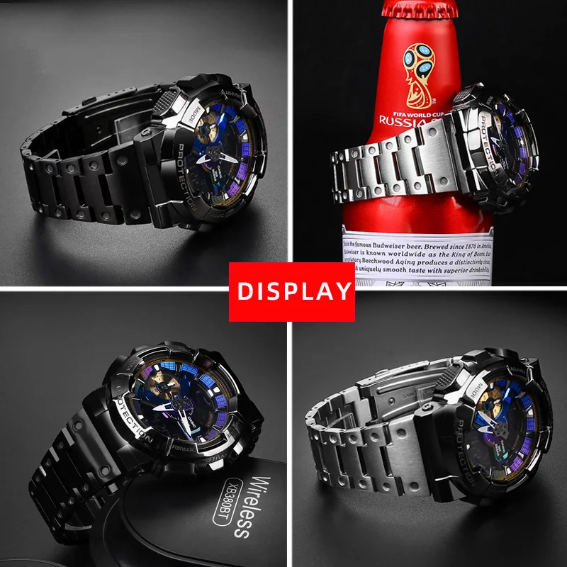 16mm Stainless Steel Watchband Wrist Belt Bracelet Silver For G-Shock GM110 GM-110B GM-110G Watch Accessories