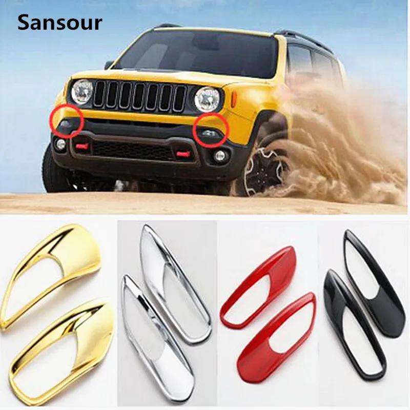 

Sansour Daytime Running Lights Trim Lamp Cover Exterior Decoration Accessories Chrome ABS For Jeep Renegade Free Shipping