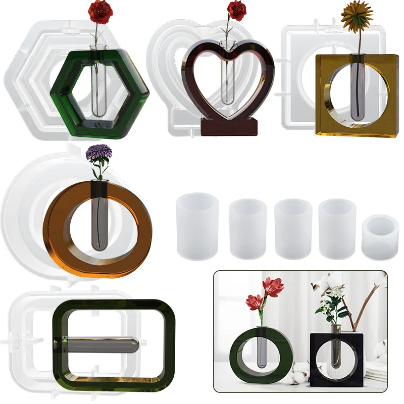 

Test Tube Vase Silicone Bracket Mold Creative Desktop Flower Pot Hydroponic Cylinder Used To Spread Hydroponic Plant Molds