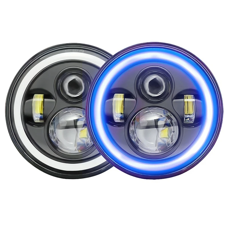 7-дюймовая светодиодная фара Halo дальнего/ближнего света с синим янтарным