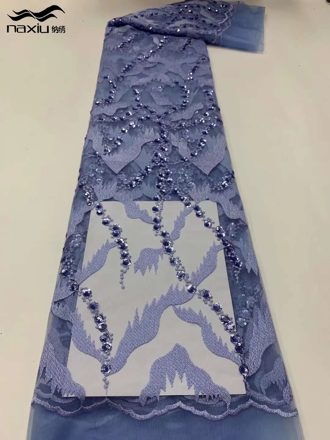 

Новейшая темно-синяя Тюлевая кружевная ткань Madison, африканская кружевная ткань с блестками, 2023 высококачественное французское нигерийское платье в сеточку для женщин
