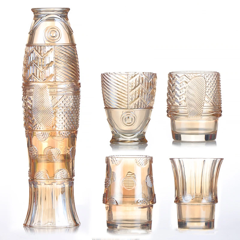 

4Pcs/set Creative Koi Fish Cup Fish Shaped Glass Set Stackable Fish Shaped Water Cup Household Water Cup Tea Glass