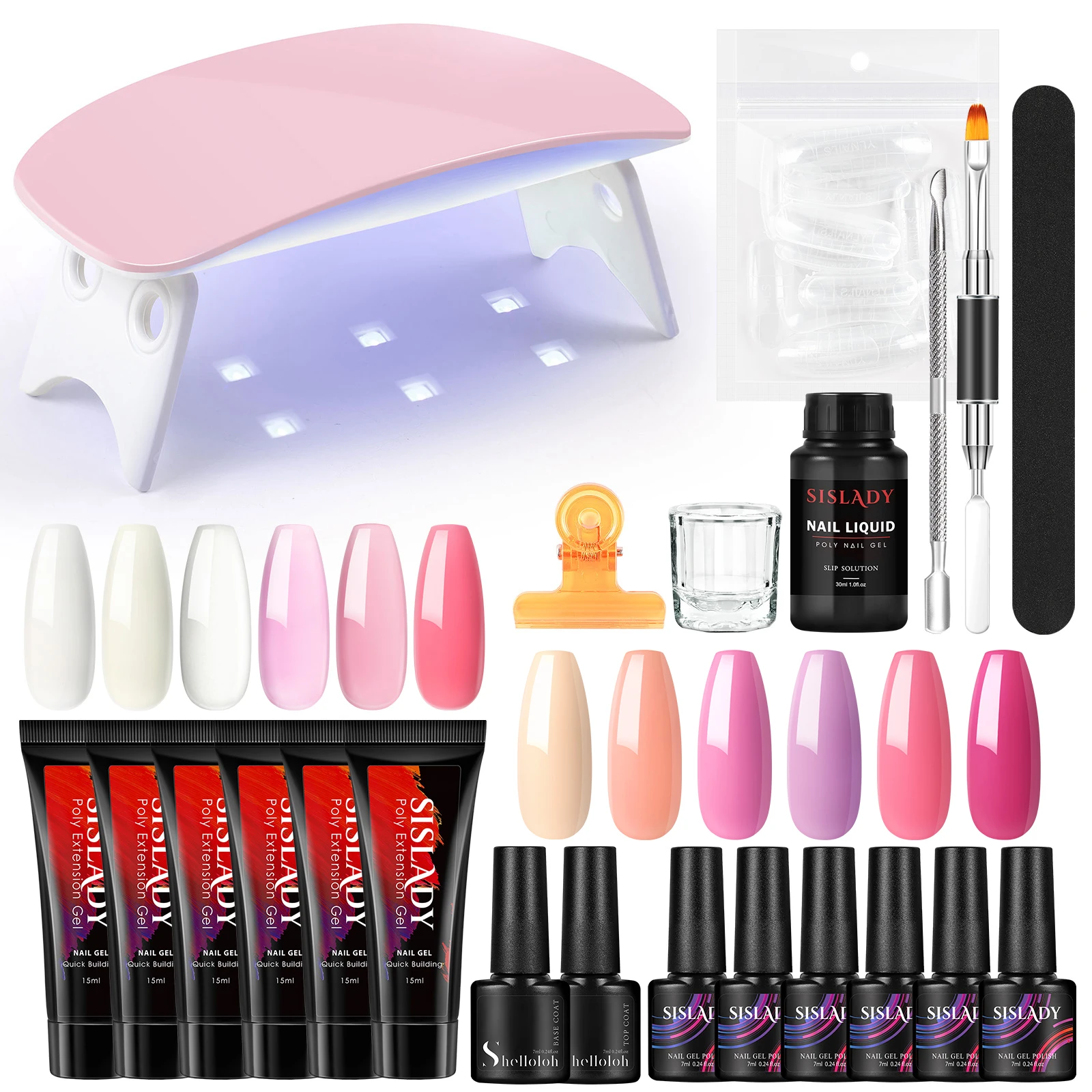 

Sislady Extension Nail Gel Kit With Electric Nail Drill Machine Nail Gel Polishes Quick Building Enhancement Manicure Tools Set