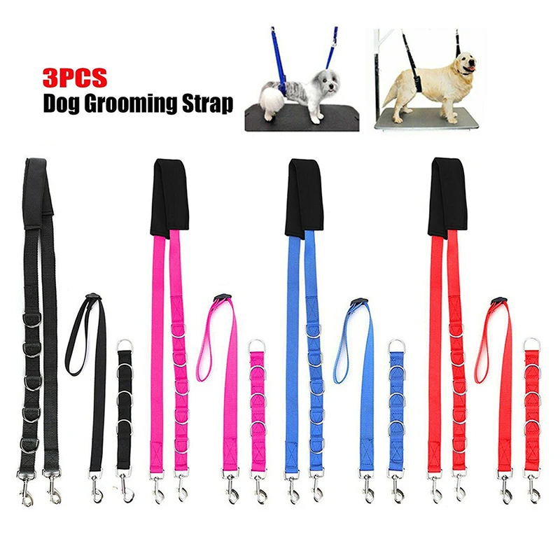 

3pcs Harness Traction Noose Restraint Bathing Puppy Dog Grooming Strap Belly Pad Practical and Durable for Trim Pet Hair Bath