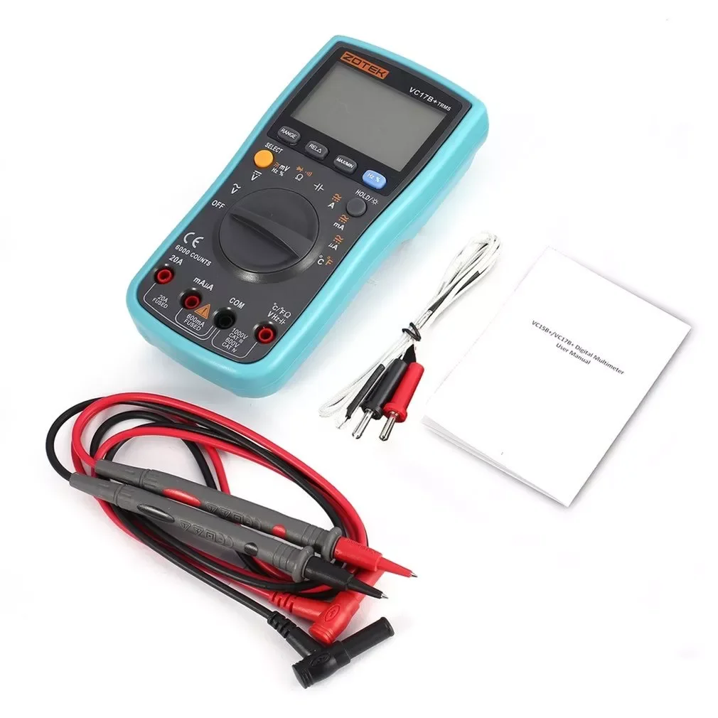 

VC17B+ 6000 Counts True-RMS Digital Multimeter Auto Range AC/DC Voltage Current Meter Ohm Diode Voltmeter with Blacklight