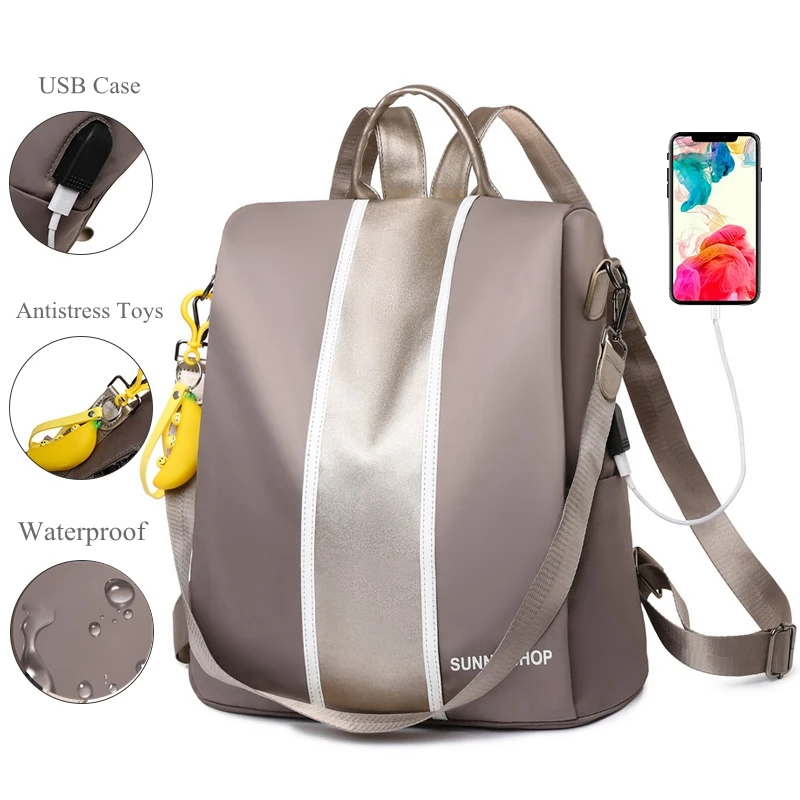  Легкий школьный рюкзак для девочек-подростков, водонепроницаемый Повседневный женский рюкзак из ткани Оксфорд, Модный женский рюкзак…