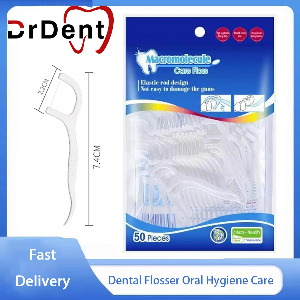 

50Pcs/Bag Dental Flosser Picks Toothpicks Teeth Stick Tooth Cleaning Interdental Brush Dental Floss Pick Oral Hygiene Care
