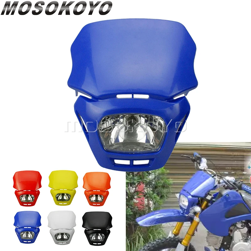 Синяя фара для мотокросса MX Enduro, гоночные фары для Yamaha WR TTR 250 450, мотоциклетный налобный фонарь для эндуро, фары, двойной спортивный велосипед Синяя фара для мотокросса MX Enduro, гоночные фары для Yamaha WR TTR 250 450, мотоциклетный налобный фонарь для эндуро, фары, двойной спортивный велосипед