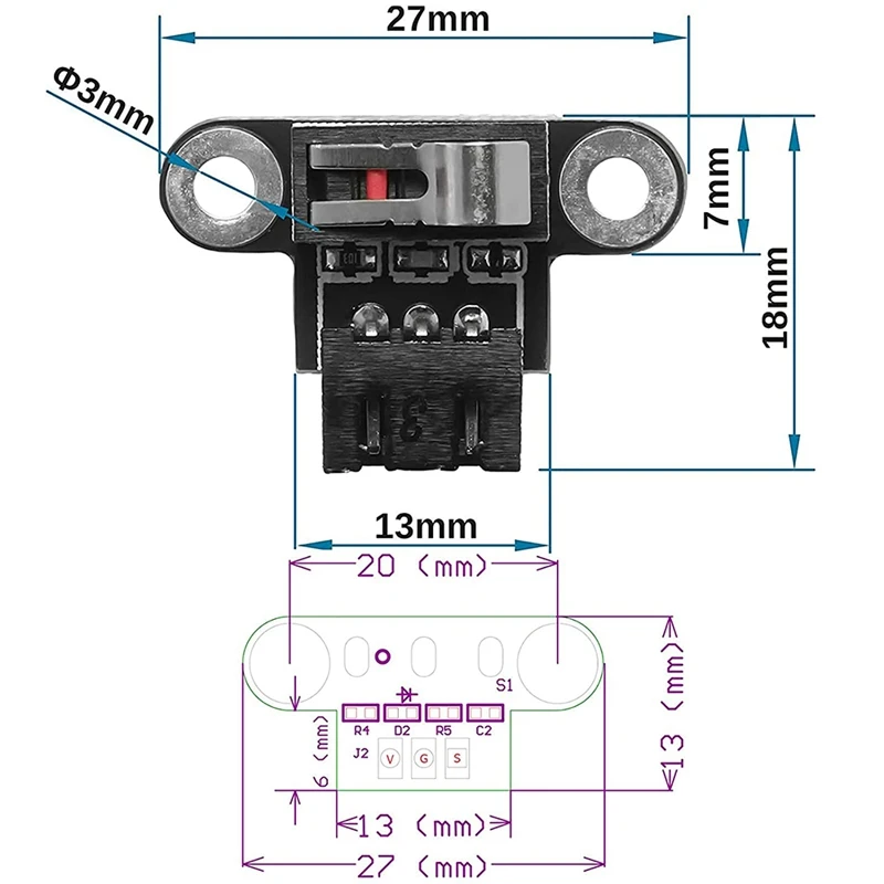 

6 Pcs 3D Printer Switch Mechanical Limit Switch Module Mini Endstop Switches With 1M 3Pin Cable For 3D Printers Parts