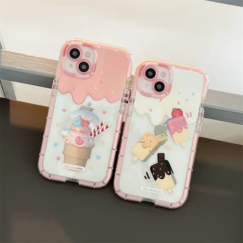 

Summer Cream Ice Cream Anti-drop Phone Case for iPhone X XR XS 11 12 13 Pro Max Back Cover