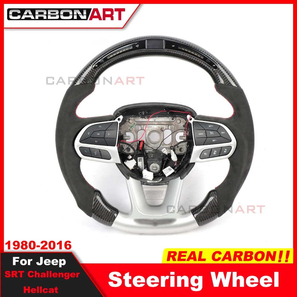 

Custom alcantar blue carbon fiber steering wheel For jeep SRT Challenger hellcat wheel convertible Custom carbon steering wheel