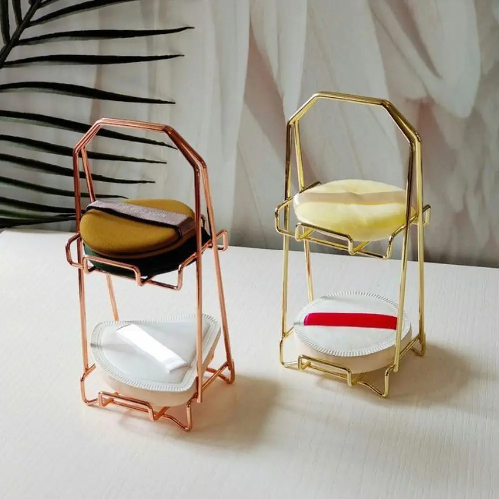 

Trendy Double-Layer Display Rack Metal Display Rack Metal Display Rack Cosmetic Puff Storage Rack Jewelry Organizer