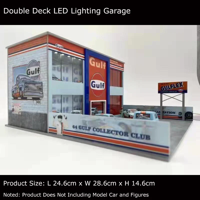 

Assemble Diorama 1/64 LED Lighting Double Deck Garage Gulf Coating Vehicle Display Station