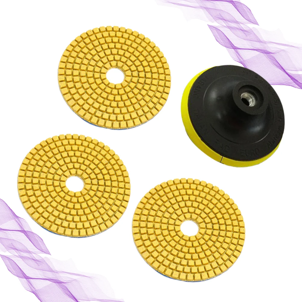 

3Pcs 4 Inches 300 Grits Wet/Dry Diamond Polishing Pads with Backer Pad with Stick Pad for Granite Stone Marble (Random Color)