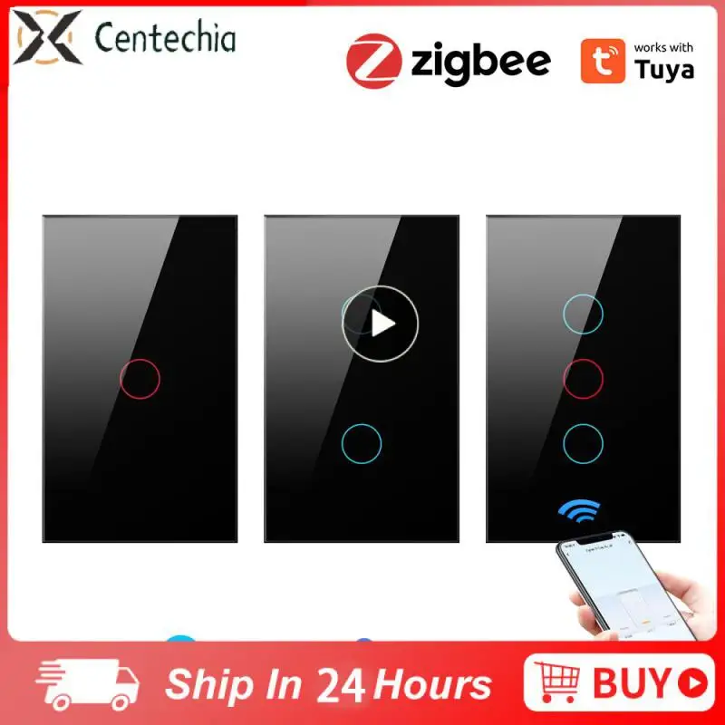 

1PCS Standard Tuya Smart WiFi Light Switch with Glass Panel Touch-Sensor Home interruptor 1/2/3/4 Gang Work with Alexa,