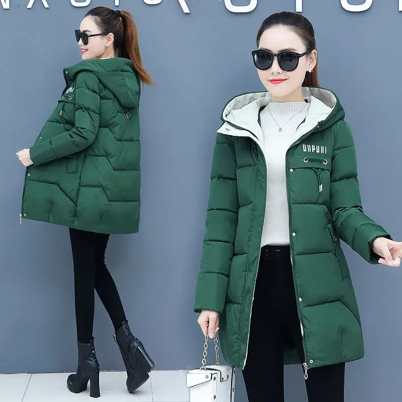 Women Winter Coat Parka Mid-length Hooded Padded Jacket Jacket Warmth Free Shipping Wholesale Plus Size Slim Fit Korean Fashion