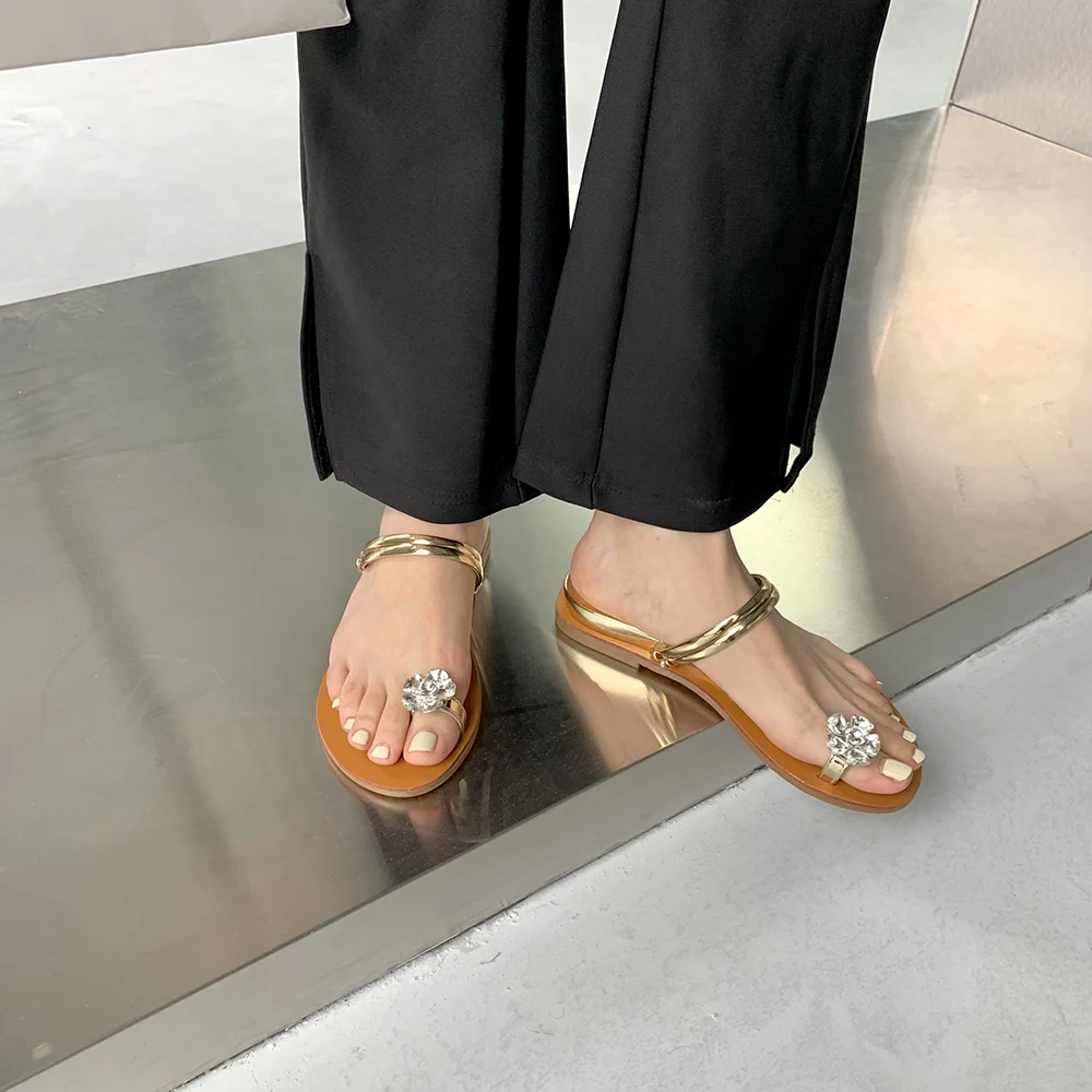 Босоножки женские с кристаллами шлепанцы летняя Уличная обувь без задника на