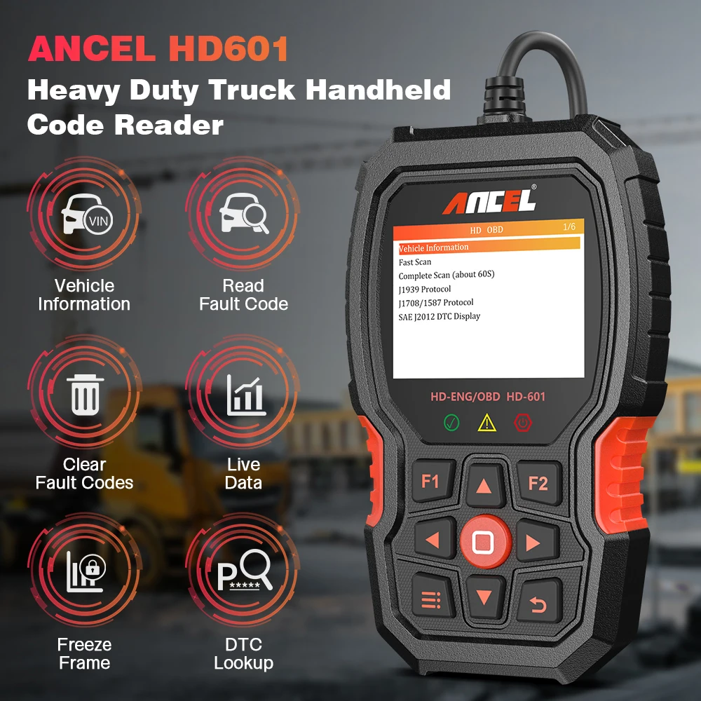 Сканер ANCEL HD601 OBD2 для тяжелых грузовиков считыватель кодов всех систем сканер