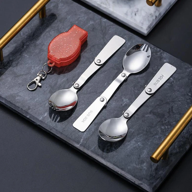 Складная ложка из нержавеющей стали 304 портативная складная многоразовая вилка