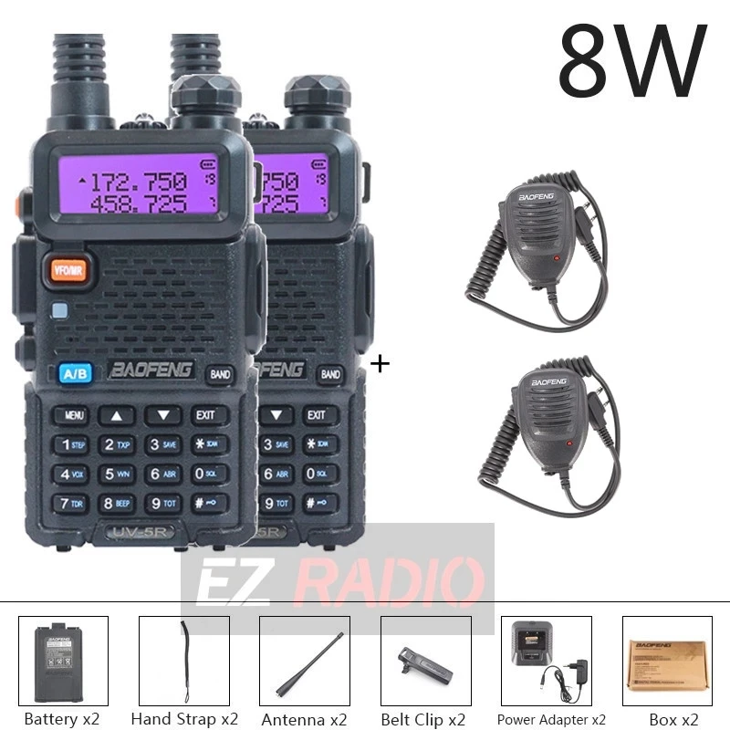 

Walkie Talkie Baofeng UV 5R Radio Station Two-way Ham Boafeng Radio 2PCS Powerful Dual VHF/UHF Walike Talkies for Hunting 10KM