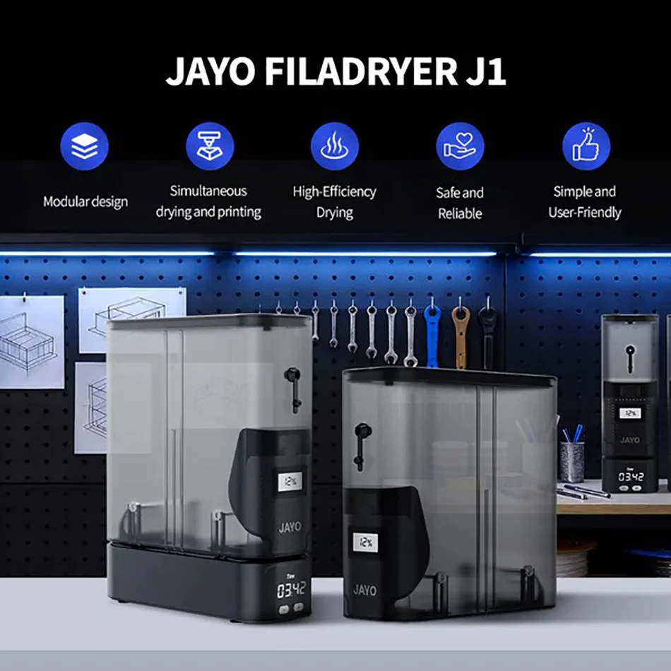 Фото Сушилка для филамента JAYO J1 для 3D-принтеров: коробка для сушки филамента, сохраняющая его сухим во время печати на 3D-принтере, конструкция 2-в-1 с раздельным дизайном №2