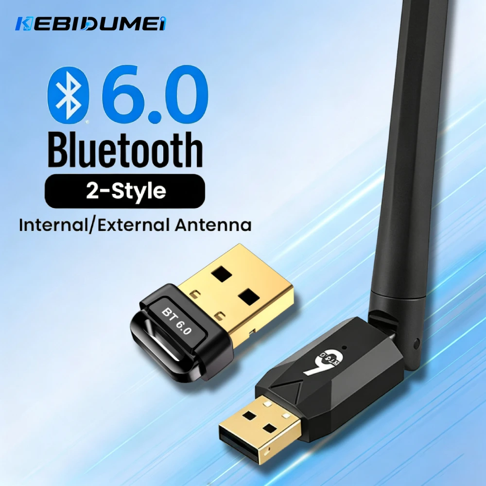 Фото USB-адаптер KEBIDUMEI Bluetooth 6.0 BT6.0 BT5.4, USB-донгл для ПК и ноутбуков, беспроводной приемник-передатчик, без драйверов, для Win 11/10/8.1 №2