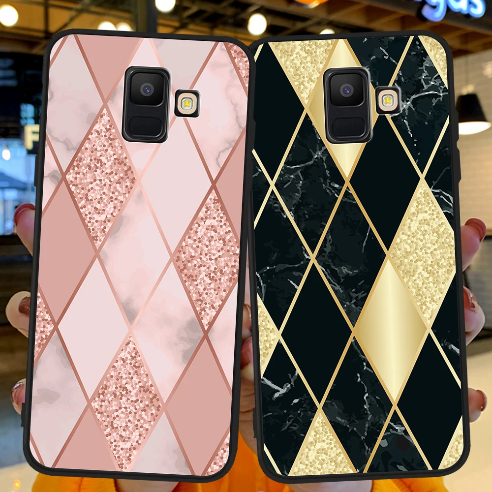 

Роскошный силиконовый чехол с геометрическим мраморным узором для Samsung Galaxy A6 A7 A8 A10 A30 A40 A50 A22 A32 A72 A82 J8 Plus, чехол для телефона