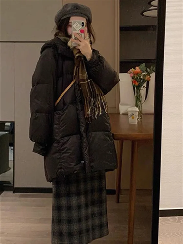 Syiwidii Fall Coat for Women Oversized Winter Jacket Korean Fashion 2022 Long Parkas with A Hood Thicken Warm Y2k Outerwear