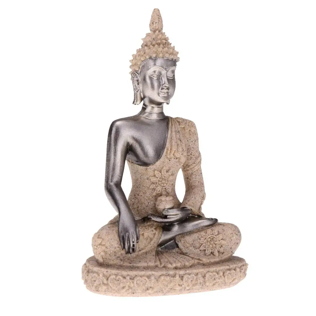 

2X Praying Sitting Figurine Statue Meditation Decor Ornament Beige