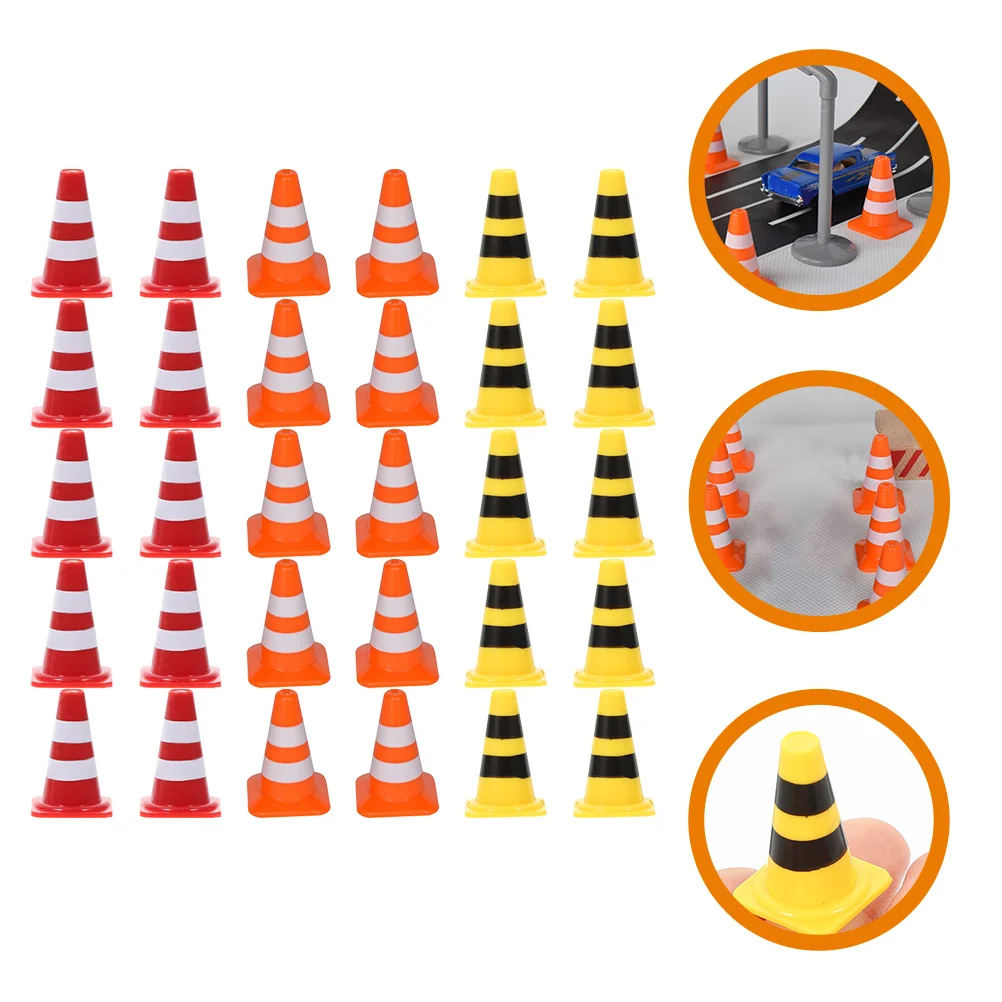 

30 Pcs Roadblock Simulation Props Mini Toy Kids Sign Cone Traffic Cognitive Miniature Signs Plastic Scene Toys Child