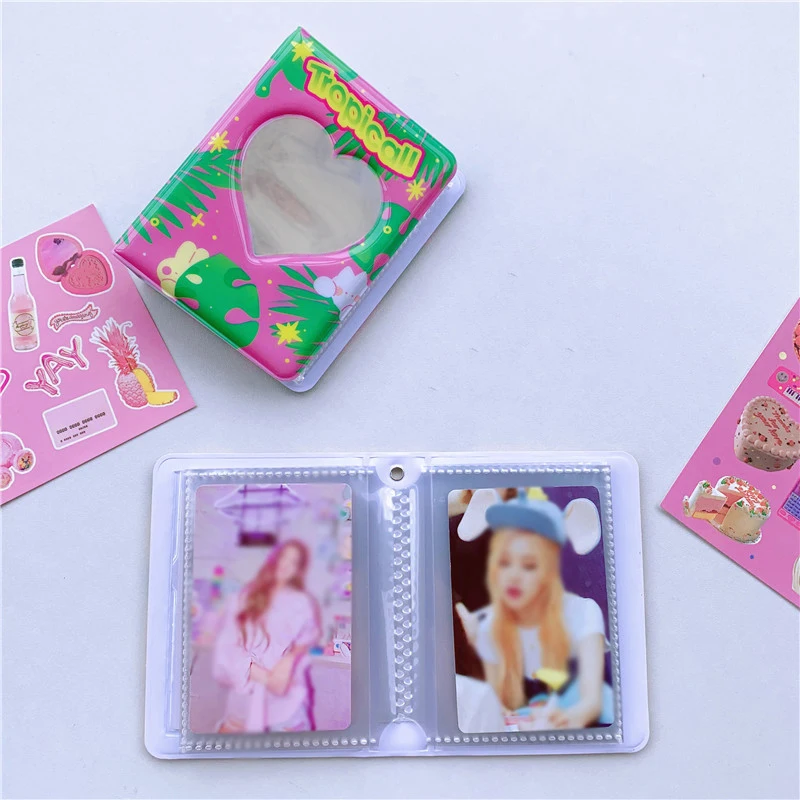 

Kawaii Bear Photo Album 3 Inch Love Heart Hollow Card Binder Name Card Book Photo Album Card Photocard ID Holder Mini