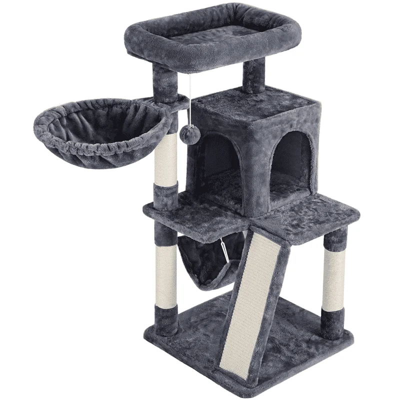 

Multi-level Small Cat Tree Tower with Condo, Dark Gray